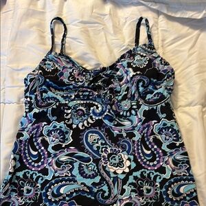 Lands' End Women's Paisley Bikini Top - Black and Blue